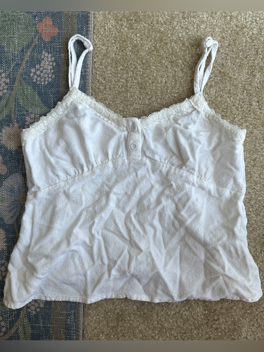 SHEIN White Lace-Trim Spaghetti Strap Cami